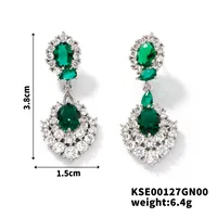 New Light Luxury High-End Fine Zircon-Embedded Earrings Simple Fashion In Europe And America Earrings Elegant Long Color Pendant Ear Rings sku image 2