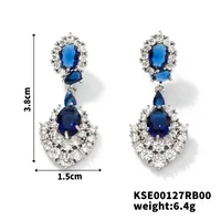 New Light Luxury High-End Fine Zircon-Embedded Earrings Simple Fashion In Europe And America Earrings Elegant Long Color Pendant Ear Rings sku image 3