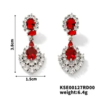 New Light Luxury High-End Fine Zircon-Embedded Earrings Simple Fashion In Europe And America Earrings Elegant Long Color Pendant Ear Rings sku image 4