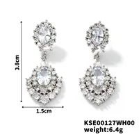 New Light Luxury High-End Fine Zircon-Embedded Earrings Simple Fashion In Europe And America Earrings Elegant Long Color Pendant Ear Rings sku image 5
