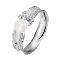 18K Gold Plated White Gold Plated 925 Sterling Silver Pearl Zircon Geometric Open Rings sku image 4