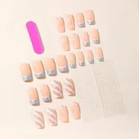 Christmas Casual Sweet Stripe Snowflake  Press-on Nails 1 Set main image 2