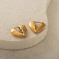 1 Pair IG Style Simple Style Heart Shape Plating Titanium Steel Earrings main image 2