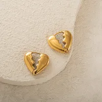 1 Pair IG Style Simple Style Heart Shape Plating Titanium Steel Earrings main image 5