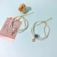 Elegant Simple Style Imitation Pearl Alloy Heart Shape Rose Pet Collar main image 2
