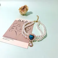 Elegant Simple Style Imitation Pearl Alloy Heart Shape Rose Pet Collar sku image 4