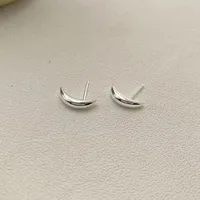1 Pair 925 Sterling Silver Moon Ear Studs sku image 1