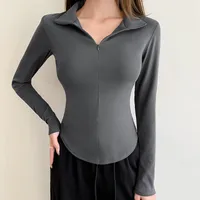 Women's T-shirt Long Sleeve T-Shirts Streetwear Solid Color sku image 7