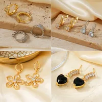 1 Pair Elegant Heart Shape Bow Knot Plating Inlay Copper Zircon K Gold Plated Drop Earrings Earrings Ear Studs main image 1