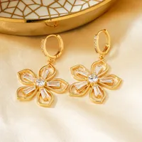 1 Pair Elegant Heart Shape Bow Knot Plating Inlay Copper Zircon K Gold Plated Drop Earrings Earrings Ear Studs main image 5