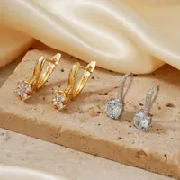 1 Pair Elegant Heart Shape Bow Knot Plating Inlay Copper Zircon K Gold Plated Drop Earrings Earrings Ear Studs main image 6