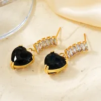 1 Pair Elegant Heart Shape Bow Knot Plating Inlay Copper Zircon K Gold Plated Drop Earrings Earrings Ear Studs main image 7