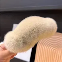 Women's Simple Style Classic Style Solid Color Rabbit Fur Hair Clip sku image 4
