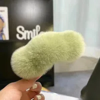 Women's Simple Style Classic Style Solid Color Rabbit Fur Hair Clip sku image 8
