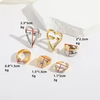 Copper 14K Gold Plated Hollow Out Inlay Heart Shape Zircon Open Rings main image 2