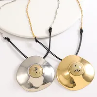 Casual Artistic Round Alloy Leather Rope Wholesale Pendant Necklace main image 1