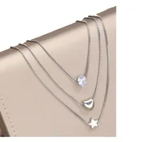 Simple Style Star Water Droplets Heart Shape White Gold Plated Zircon Alloy Wholesale Pendant Necklace main image 5
