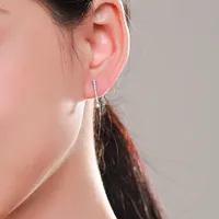 1 Pair Rhodium Plated Sterling Silver Zircon Geometric Ear Studs main image 3