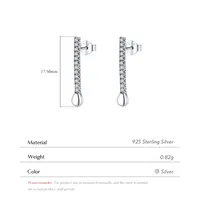 1 Pair Rhodium Plated Sterling Silver Zircon Geometric Ear Studs main image 2