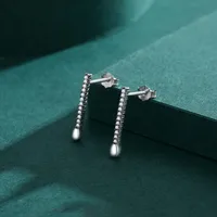 1 Pair Rhodium Plated Sterling Silver Zircon Geometric Ear Studs main image 5