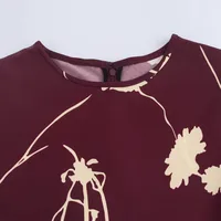 Women's Satin Dress Elegant Round Neck Printing Long Sleeve Flower Maxi Long Dress Holiday Daily main image 3