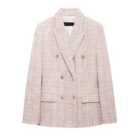 Women's Casual Elegant Plaid Button Double Breasted Blazer main image 2