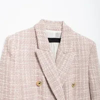 Women's Casual Elegant Plaid Button Double Breasted Blazer main image 3