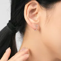 1 Pair Rhodium Plated 925 Sterling Silver Zircon Geometric Round Heart Shape Ear Studs main image 1