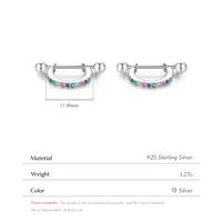1 Pair Rhodium Plated 925 Sterling Silver Zircon Geometric Round Heart Shape Ear Studs main image 2