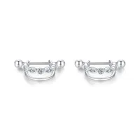 1 Pair Rhodium Plated 925 Sterling Silver Zircon Geometric Round Heart Shape Ear Studs sku image 6