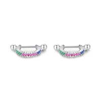 1 Pair Rhodium Plated 925 Sterling Silver Zircon Geometric Round Heart Shape Ear Studs sku image 5