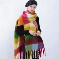 Brown Striped Scarf Women's Autumn And Winter Korean-style Trendy   Winter Warm Imitation Cashmere Windproof Scarf For Students sku image 36