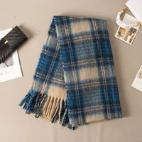Brown Striped Scarf Women's Autumn And Winter Korean-style Trendy   Winter Warm Imitation Cashmere Windproof Scarf For Students sku image 51