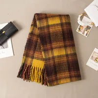Brown Striped Scarf Women's Autumn And Winter Korean-style Trendy   Winter Warm Imitation Cashmere Windproof Scarf For Students sku image 52