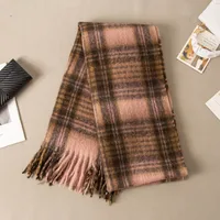 Brown Striped Scarf Women's Autumn And Winter Korean-style Trendy   Winter Warm Imitation Cashmere Windproof Scarf For Students sku image 13