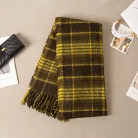 Brown Striped Scarf Women's Autumn And Winter Korean-style Trendy   Winter Warm Imitation Cashmere Windproof Scarf For Students sku image 14