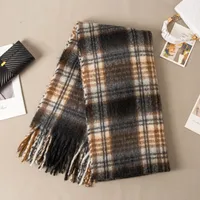Brown Striped Scarf Women's Autumn And Winter Korean-style Trendy   Winter Warm Imitation Cashmere Windproof Scarf For Students sku image 53
