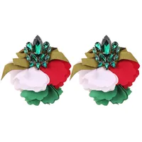 1 Pair Casual Elegant Streetwear Floral Alloy Cloth Glass Drop Earrings sku image 1