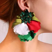 1 Pair Casual Elegant Streetwear Floral Alloy Cloth Glass Drop Earrings main image 3