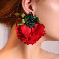 1 Pair Casual Elegant Streetwear Floral Alloy Cloth Glass Drop Earrings main image 5