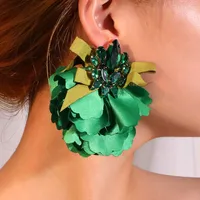 1 Pair Casual Elegant Streetwear Floral Alloy Cloth Glass Drop Earrings main image 4