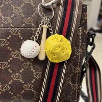 Fashion Baseball Pu Leather Unisex Bag Pendant Keychain sku image 13