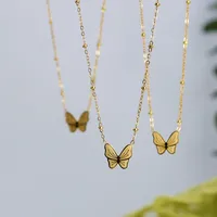 Wholesale Jewelry Commute Korean Style Butterfly 304 Stainless Steel 18K Gold Plated Pendant Necklace main image 1