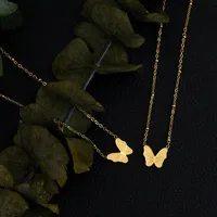 Wholesale Jewelry Commute Korean Style Butterfly 304 Stainless Steel 18K Gold Plated Pendant Necklace main image 8
