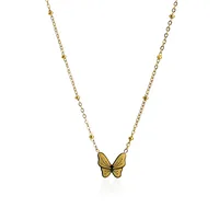Wholesale Jewelry Commute Korean Style Butterfly 304 Stainless Steel 18K Gold Plated Pendant Necklace sku image 1