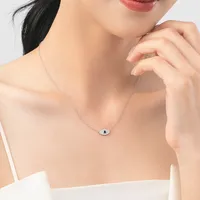 925 Sterling Silver Rack Plated Zircon Inlay Devil's Eye Pendant Necklace main image 3