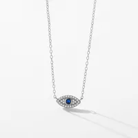 925 Sterling Silver Rack Plated Zircon Inlay Devil's Eye Pendant Necklace main image 4