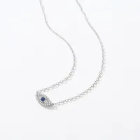 925 Sterling Silver Rack Plated Zircon Inlay Devil's Eye Pendant Necklace main image 5