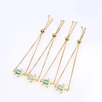 Copper 18K Gold Plated Polishing Plating Inlay Tortoise Opal Zircon Charms Bracelets main image 1