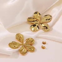1 Pair Exaggerated Sweet Cool Style Flower Plating 304 Stainless Steel Imitation Gold  Ear Studs main image 6